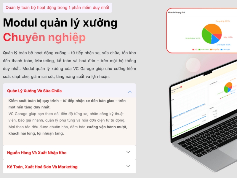 Báo giá phần mềm quản lý gara VC Garage & Quy trình triển khai 13 báo giá phần mềm quản lý gara