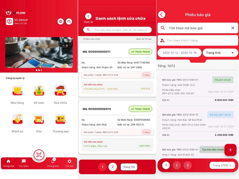 App thợ sửa chữa ô tô VC Garage