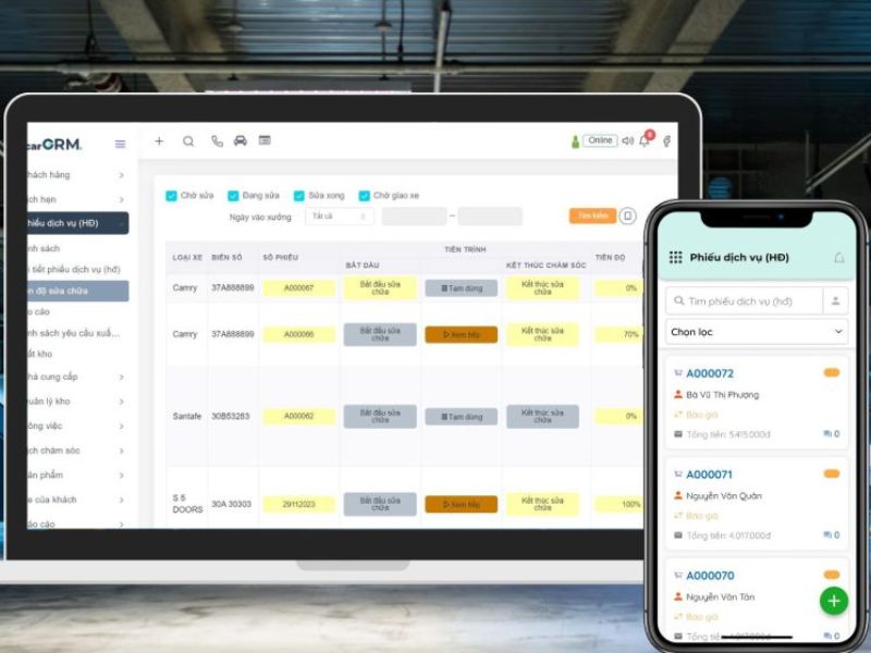 carCRM – Quản lý khách hàng & tiến độ sửa chữa