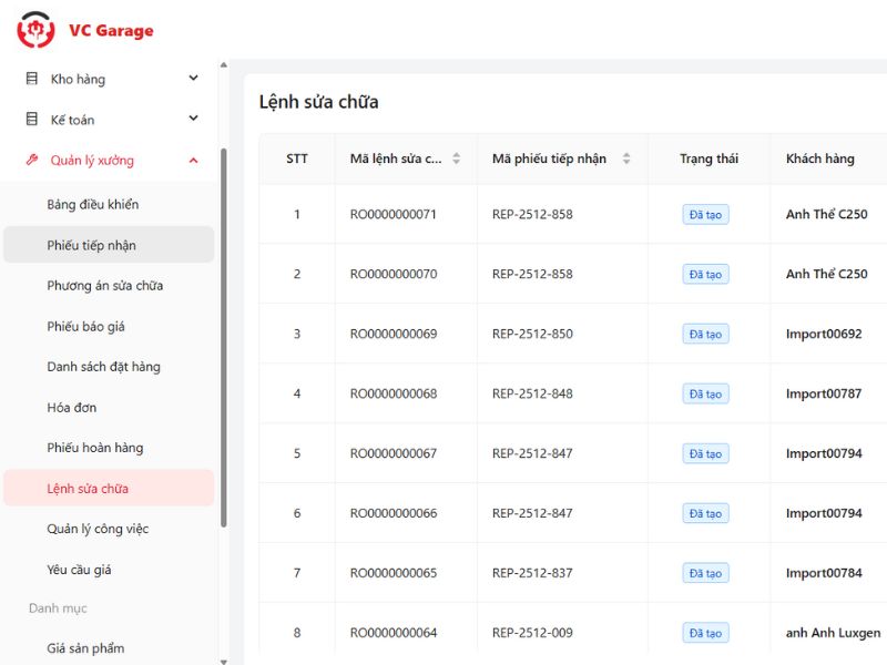 Đối chiếu lệnh sửa chữa để tránh sai sót khi làm