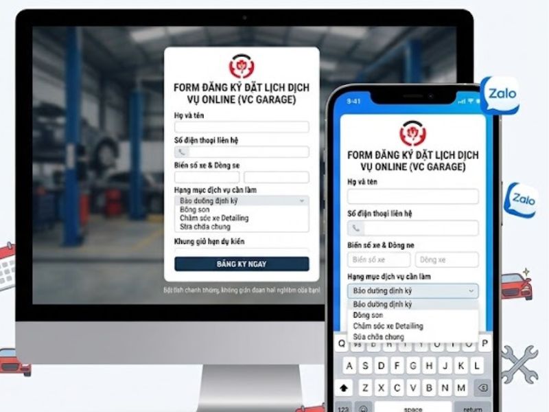 Mẫu thu thập thông tin khách hàng hiệu quả nhất cho doanh nghiệp 4 Form đăng ký đặt lịch dịch vụ Online (Landing Page/Zalo OA)