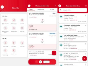 phần mềm theo dõi tiến độ sửa xe