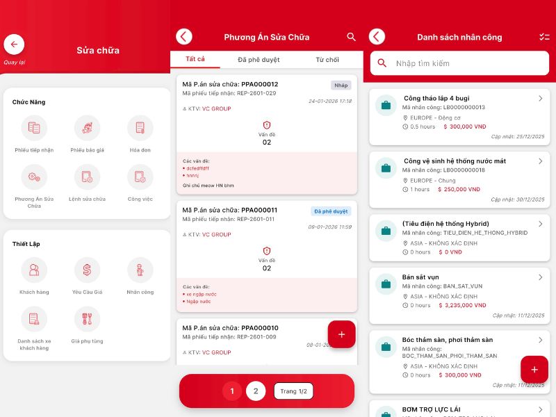 phần mềm theo dõi tiến độ sửa xe