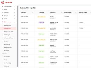 phiếu tiếp nhận xe