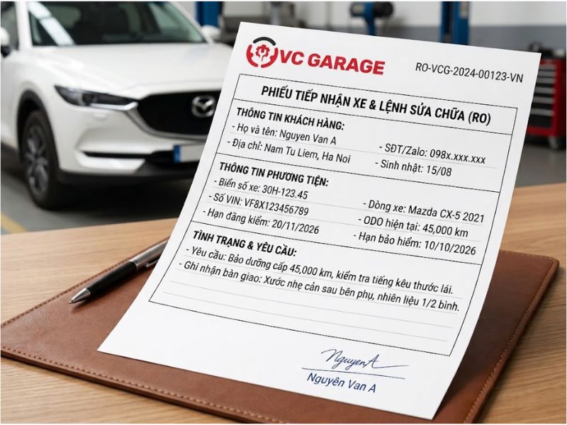 Mẫu thu thập thông tin khách hàng hiệu quả nhất cho doanh nghiệp 3 Phiếu tiếp nhận xe & Lập Lệnh sửa chữa (Tại xưởng)