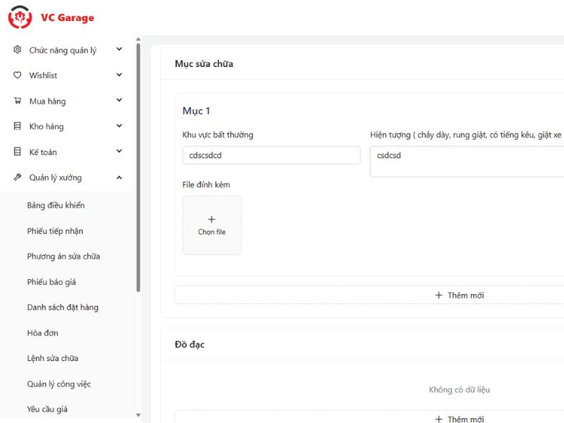 Cách tự động hóa quy trình tiếp nhận xe bằng phần mềm quản lý 6 Thống kê các hạng mục sửa chữa của xe