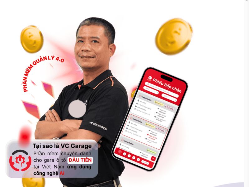 VC Garage - Phần mềm quản lý quy trình công việc gara nổi bật