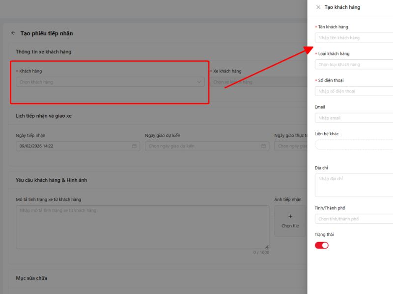 Chọn “Thêm mới” để thêm thông tin khách hàng mới