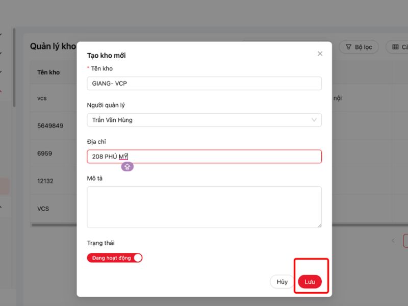 Kiểm tra lại thông tin và lưu lại
