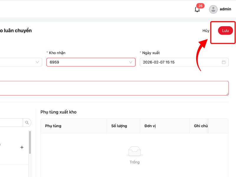 Kiểm tra và lưu lại phiếu xuất kho