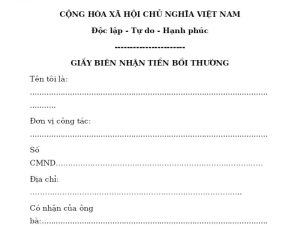 Giấy biên nhận tiền bồi thường
