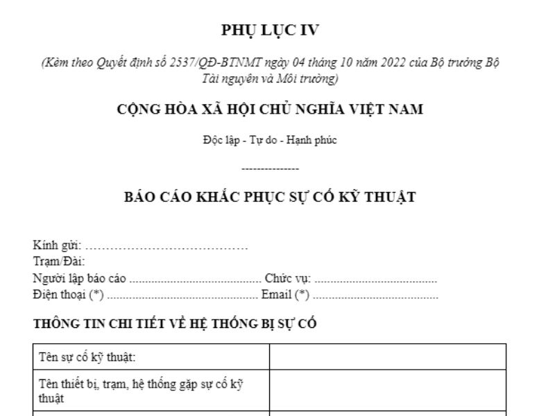 Mẫu báo cáo sự cố kỹ thuật cho gara ô tô chi tiết và cách lập 3 Những nội dung bắt buộc phải có trong mẫu báo cáo sự cố kỹ thuật trong gara