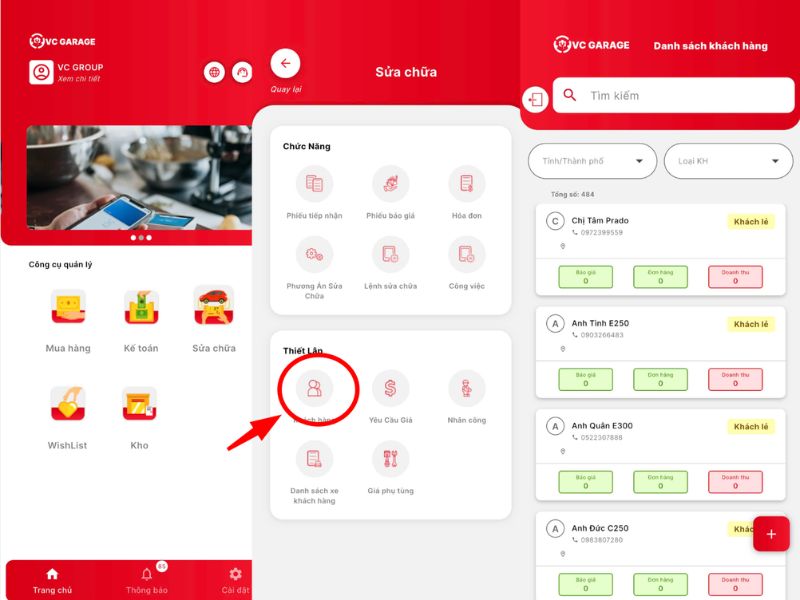 quản lý khách hàng gara ô tô