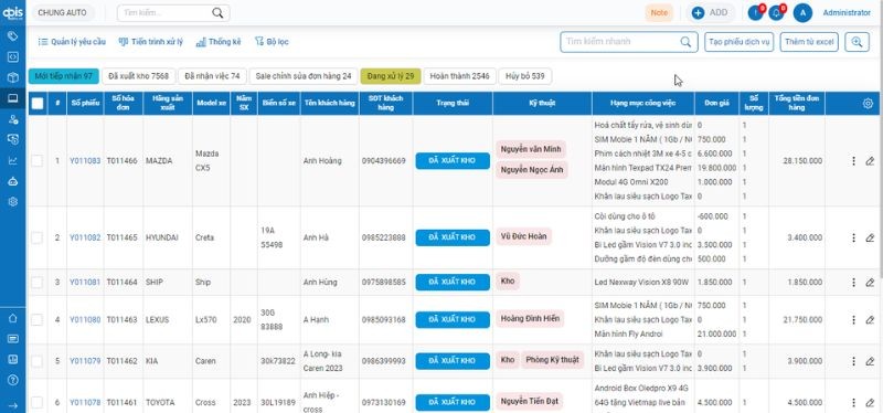 7 phần mềm quản lý thông tin khách hàng gara ô tô 7 Phần mềm SGARA