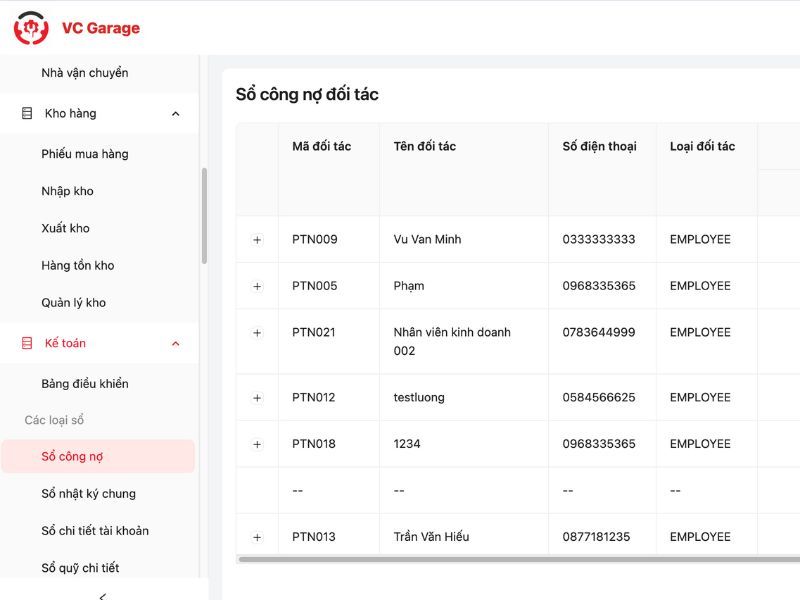 Phần mềm quản lý chuỗi xưởng dịch vụ VC Garage