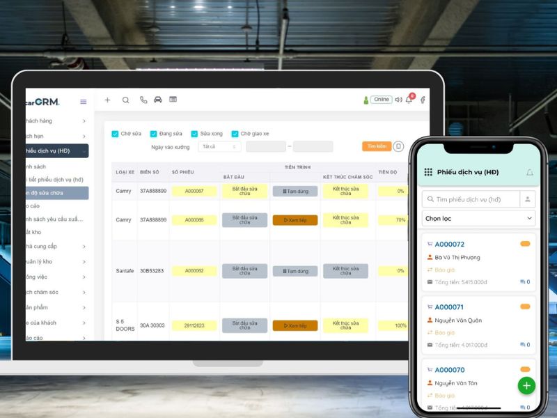 carCRM – Quản lý thẻ sửa chữa gắn với quy trình CRM