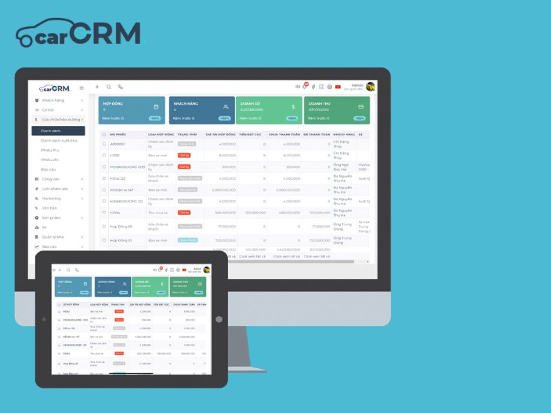 carCRM phần mềm quản lý gara ô tô