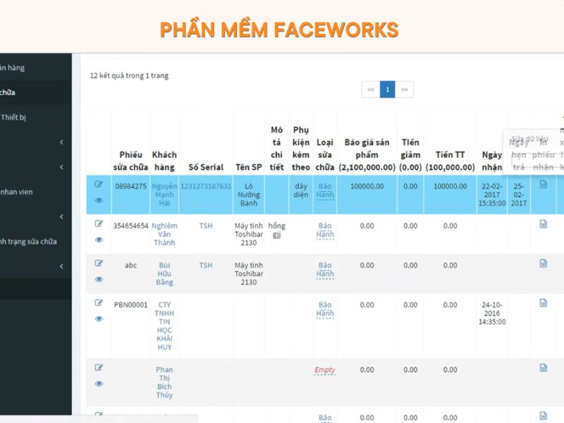 Phần mềm Faceworks